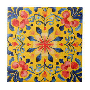 Mexicano Talavera Hacienda Style Azulejo Amarelo