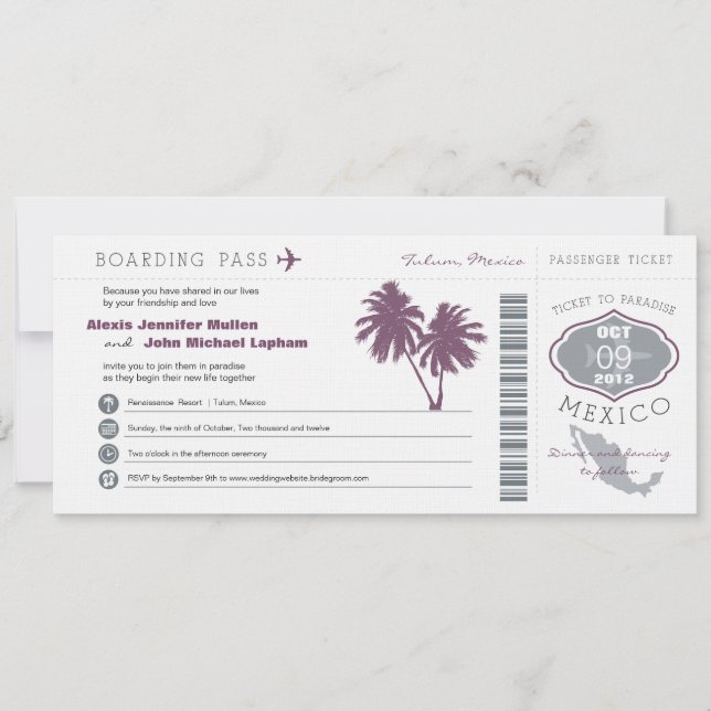 México que embarca o convite de PassWedding (Frente)