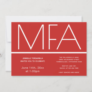 MFA grau Convite para Festa de formatura Vermelha