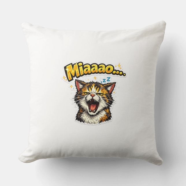 Miaaao... | Almofada de Gato Sonolento Fofa (Frente)