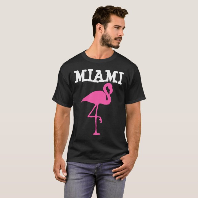 MIAMI BEACH FLORIDA Pink Flamingo T-shirts (Frente Completa)