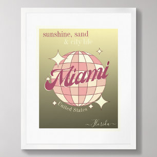 Miami City Florida EUA gold moderno decor Poster