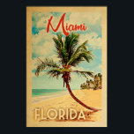 Miami Florida Poster Vintage Palm Tree Beach<br><div class="desc">Miami,  poster de viagens de praia da Flórida.</div>