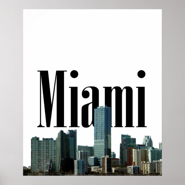 Miami Skyline com Miami na Poster do céu (Frente)