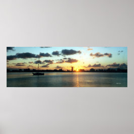Miami Skyline, Flórida Sunset Boat Poster