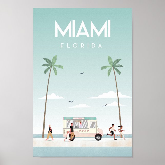 Miamia Beach poster de viagens (Frente)