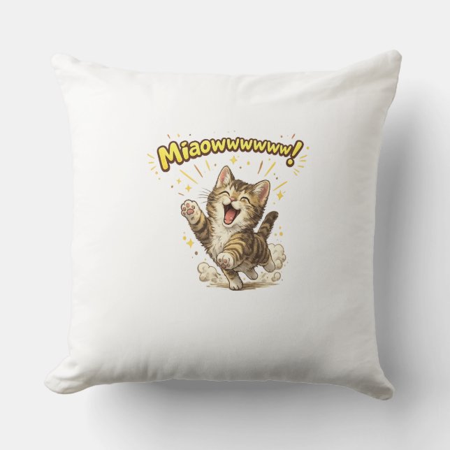 Miaowwwww! | Almofada de lançamento de gato engraç (Frente)