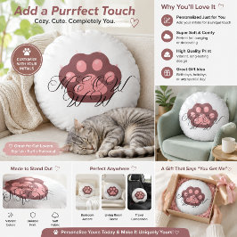 "Miau" Almofada Redonda de Pata de Gato | Presente