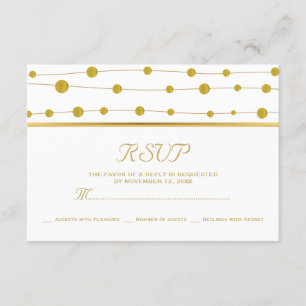 Miçanga da folha Dourado e listra RSVP wedding