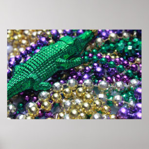 Miçanga de Impressão de Gator de Mardi Gras