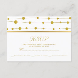 Miçangas de folhas de ouro e RSVP de casamento mod