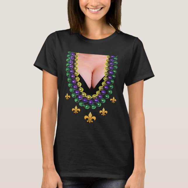 Miçangas Mardi Gras engraçadas e camiseta de roupa (Frente)