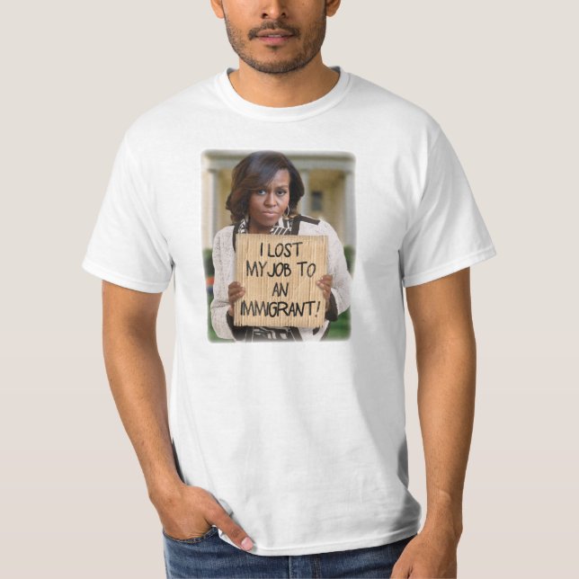 Michelle Obama - Perdido emprego em camiseta imigr (Frente)