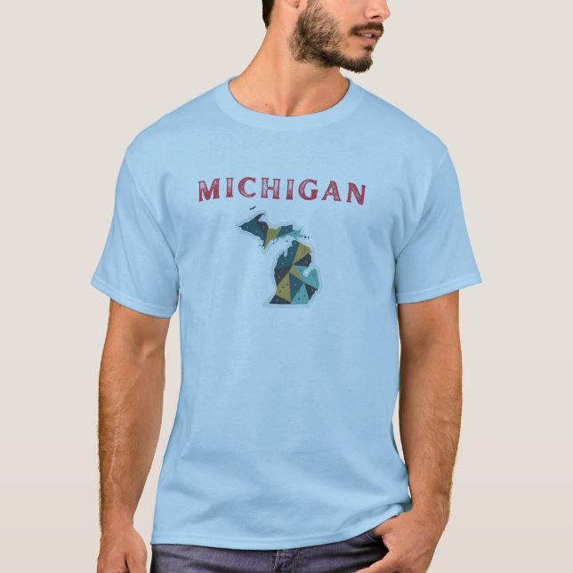 Michigan Geométrico Map T-Shirt | Estado minimalis (Frente)