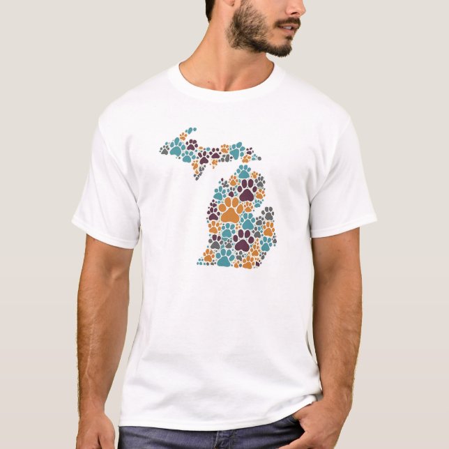 Michigan Paw Imprime T-Shirt Básico (Frente)