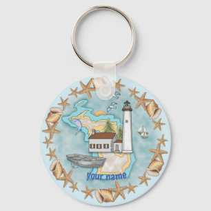 Michigan Shells Lighthouse chaveiro