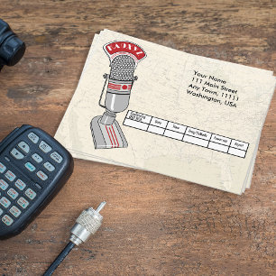 Microfone Art Déco Antigo Cartão Postal QSL