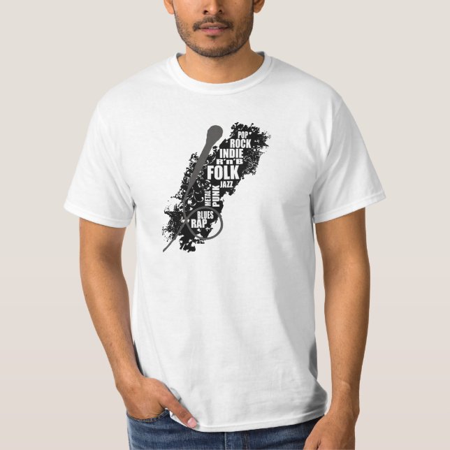 Microfone e estilos musicais T-Shirt (Frente)