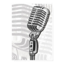 Microfone Vintage na Impressão de Arte do Carvão