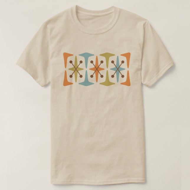 Mid Century Modern Cosmic Starburst Design T-Shirt (Frente do Design)