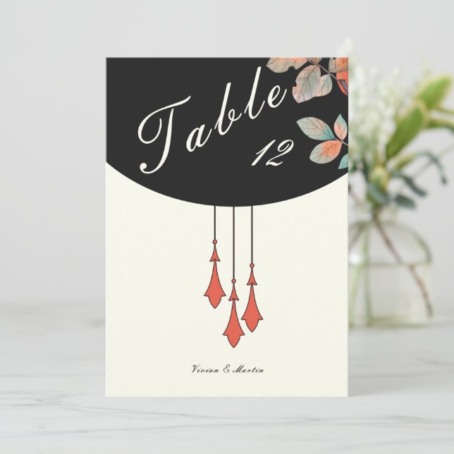 Midnight Autumn Wedding Table Number (Em pé/Frente)