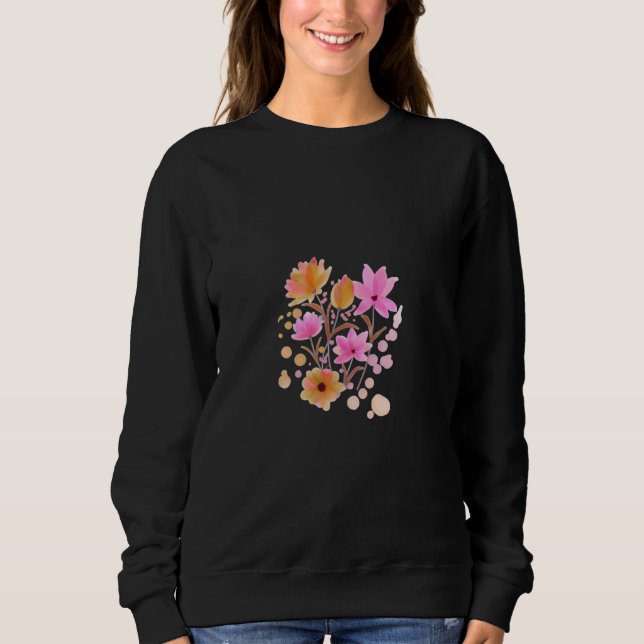 • Midnight Bloom – Camisa Preta Floral de Manga Lo (Frente)