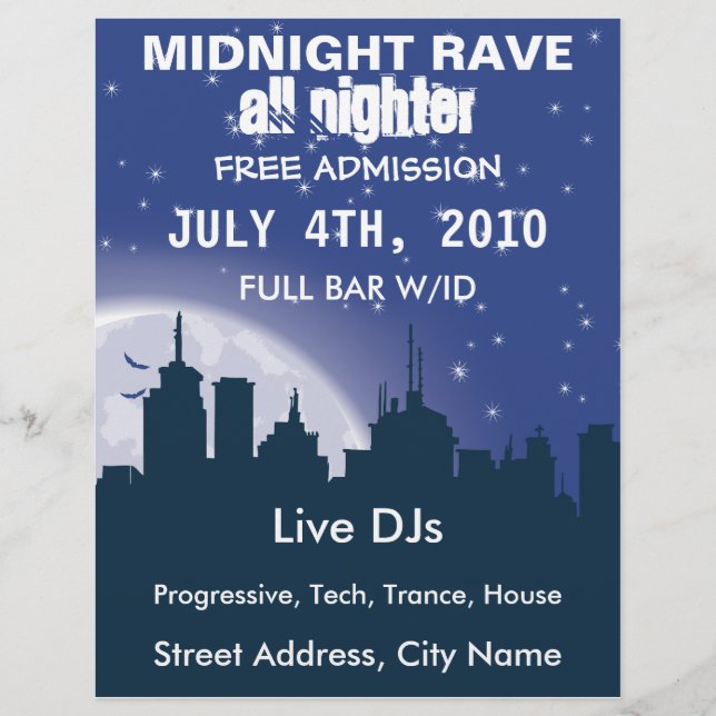 Midnight City Rave Flyer (Frente)