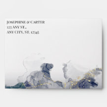 Midnight Ink & Gold Wedding Invitation Envelopes