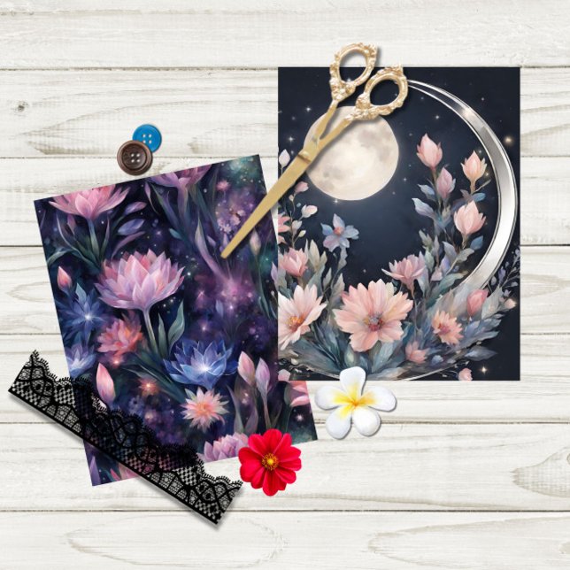 Midnight Moon Floral Scrapbook Junk (Criador carregado)