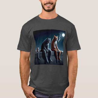 Midnight Smoking Cats Meme Art Funny Mood T-Shirts