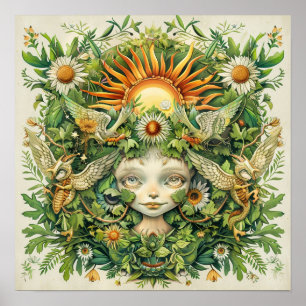 Midverão Sun Fairies Impressão de Arte Nórdica