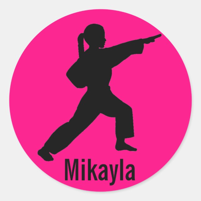 Mikayla rosa quente Carate Girl adesivos (Frente)