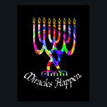 Milagres acontecem Menorah Poster<br><div class="desc">Milagres acontecem menorah Chanukah</div>