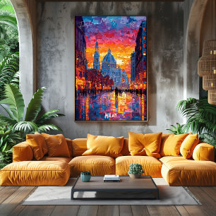Milan City Skyline Poster - Arte Italiana Icônica