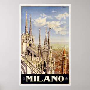 Milão Milão Italia - posters das viagens vintage