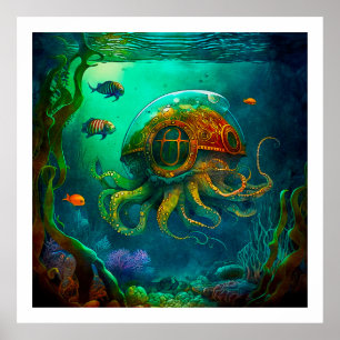 Milhas sob a Ilustração de Arte Marinha Poster 3
