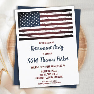 Military Retirement USA Flag Budget Invitation