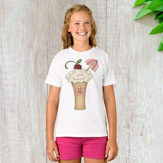 Milkshake Com Uma Camisa T De Garotas-Guarda-Chuva (Criador carregado)