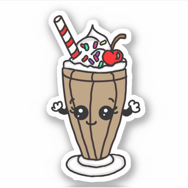 Milkshake de Chocolate Adesivo de Desenho Animado (Frente)