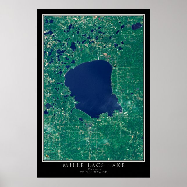 Mille Lacs Lake Minnesota Satellite Poster Map (Frente)