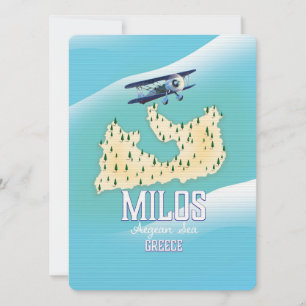 Milos, ilha grega Mapa arte de pôster de viagem.