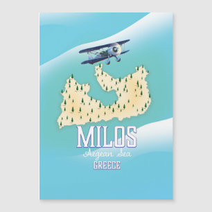 Milos, poster de viagens grego art. do mapa da