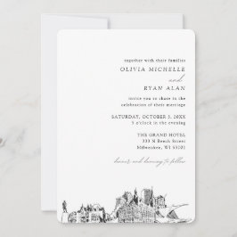 Milwaukee Wedding Elegant Skyline Convite