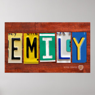 MILY License Plate Letter Name Poster de Sinal Per
