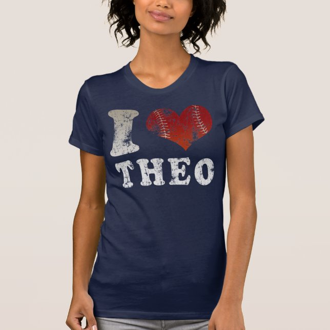 Mim camisa de Theo t do basebol do coração (Frente)