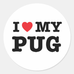 Mim coração minha etiqueta do Pug