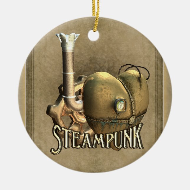Mim ornamento personalizado Steampunk do coração (Frente)
