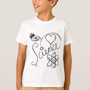 Mim t-shirt preto e branco tirado mão da ciência