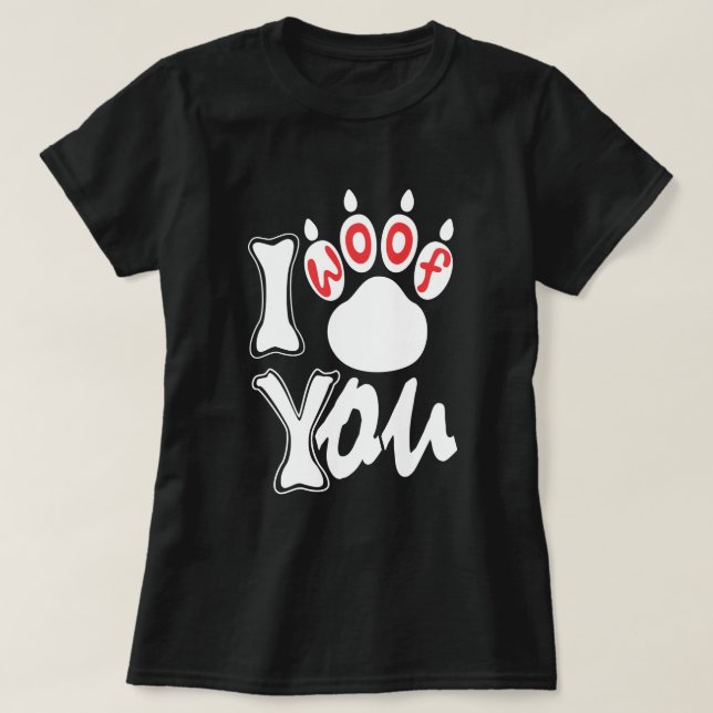 Mim Woof você - t-shirt fêmea (Frente do Design)