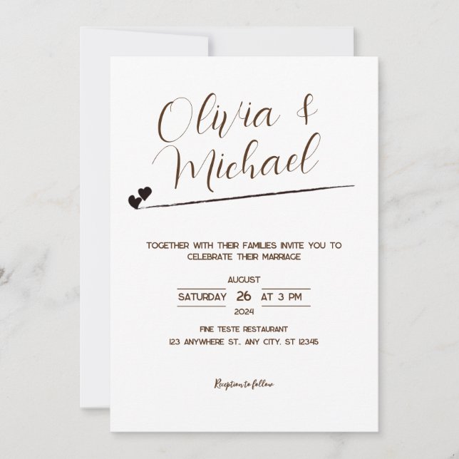 Mimalista, elegante Convite de Casamento (Frente)